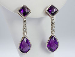 Palladium and amethyst earrings